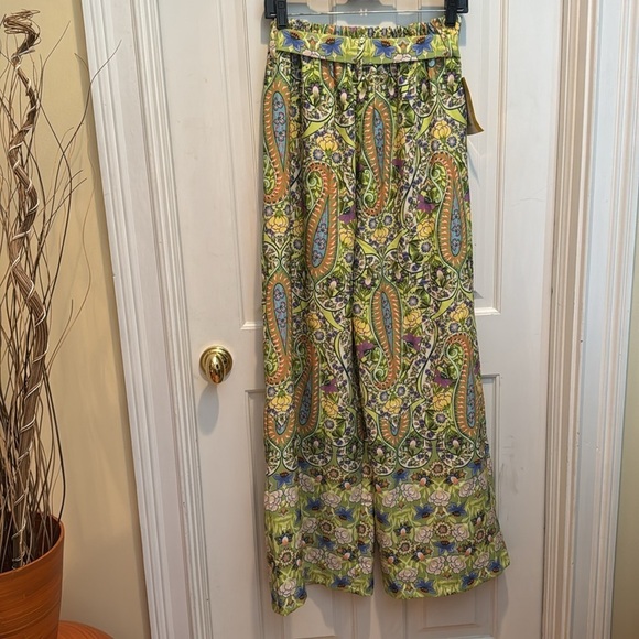 NWT Colorful Paisley Wide-Leg Pants made in Italy - Picture 4 of 9